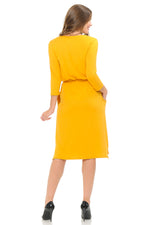 Relaxed Midi Dress with Elastic Waist Solid