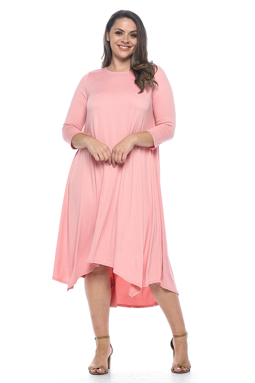 Asymmetric Hem Midi Dress Plus Size