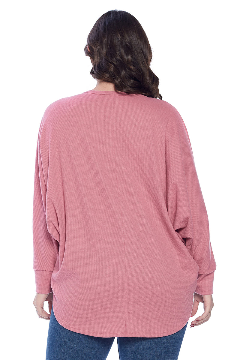 Waffle Dolman Sleeve Top Plus Size