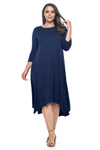 Asymmetric Hem Midi Dress Plus Size