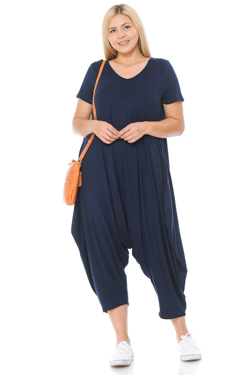 Short Sleeve Harem Jumpsuit Plus Size
