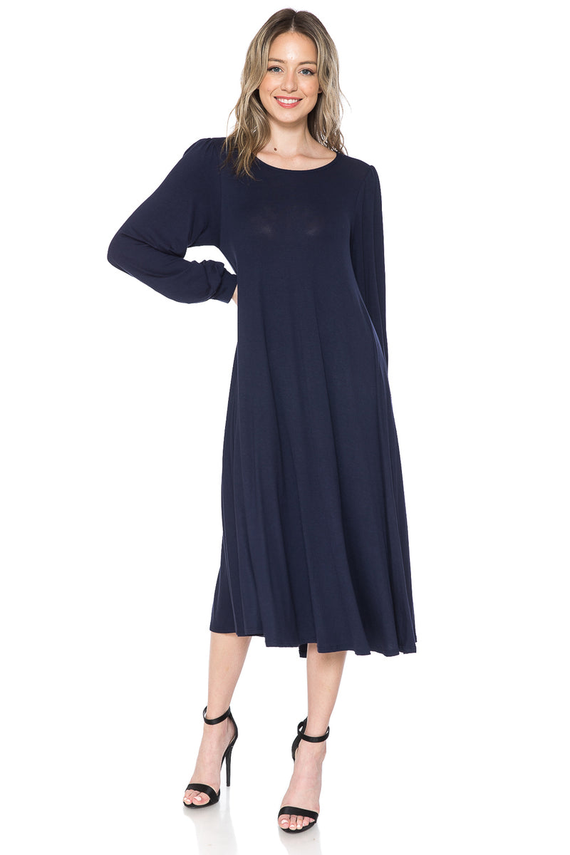 Bishop Sleeve Midi Dress