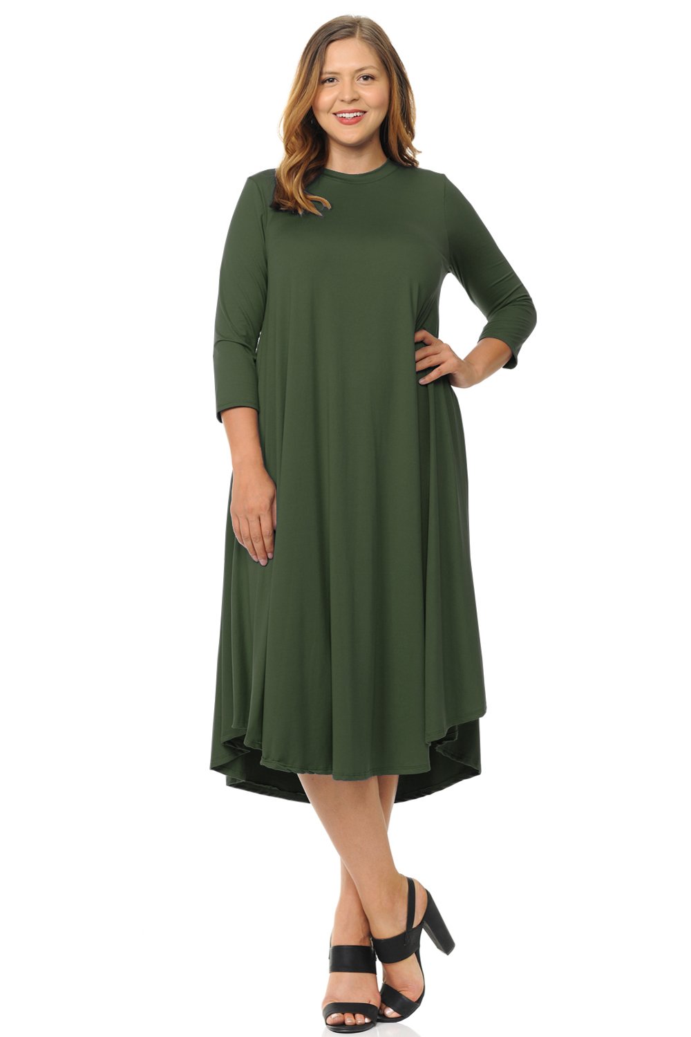 Swing Midi Dress Solid Plus Size