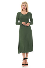 Long Sleeve A-Line Midi Dress
