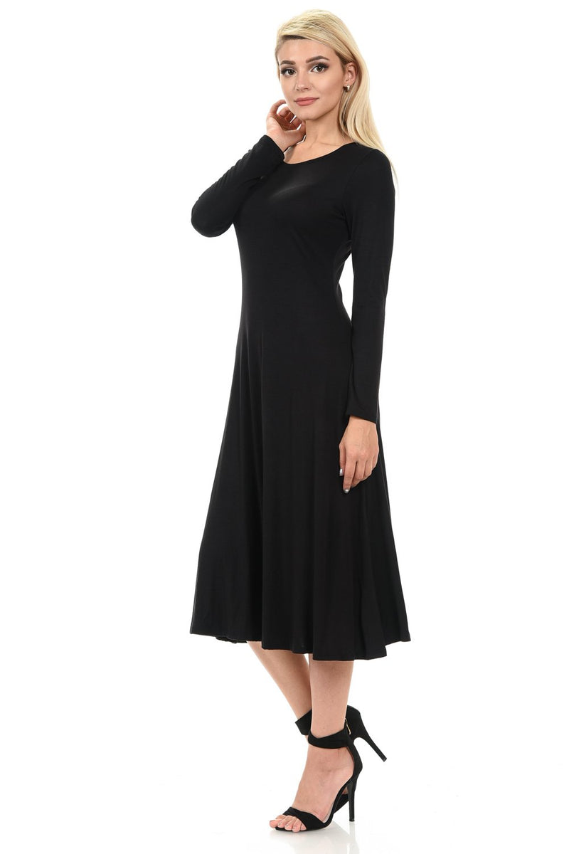 Long Sleeve A-Line Midi Dress
