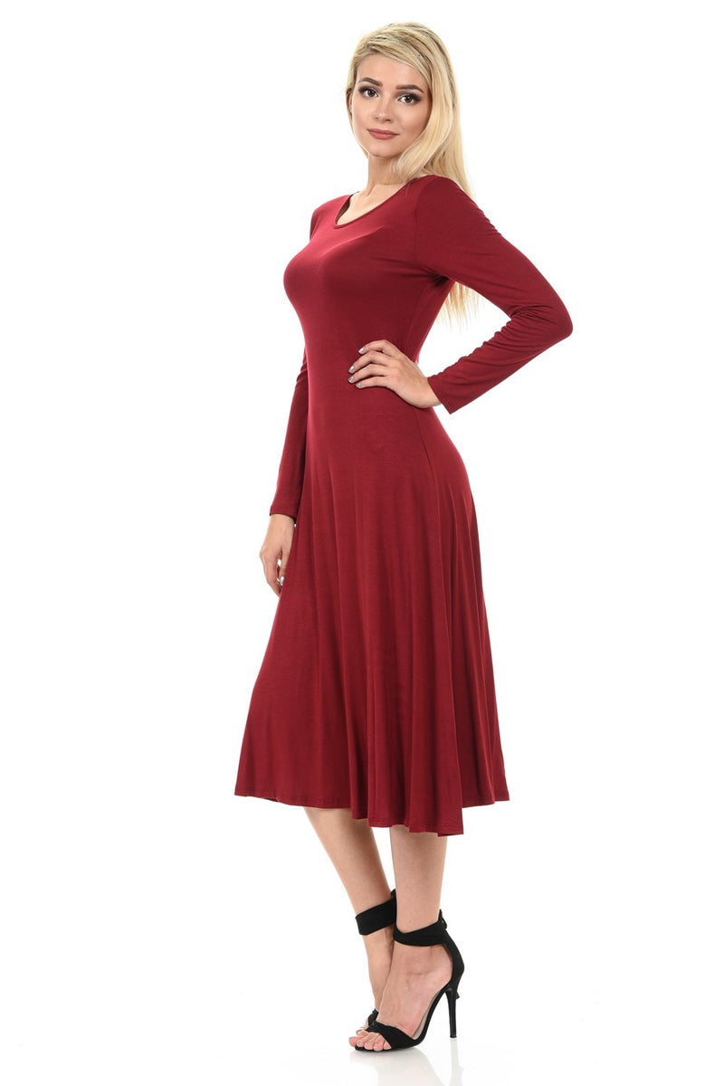 Long Sleeve A-Line Midi Dress