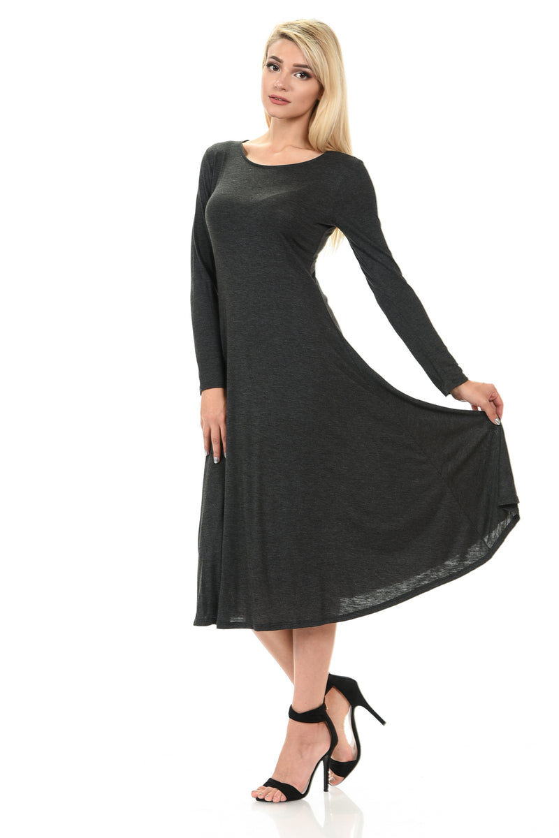 Long Sleeve A-Line Midi Dress