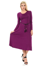 Long Sleeve A-Line Midi Dress