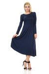 Long Sleeve A-Line Midi Dress