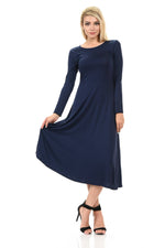 Long Sleeve A-Line Midi Dress