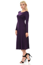 Long Sleeve A-Line Midi Dress