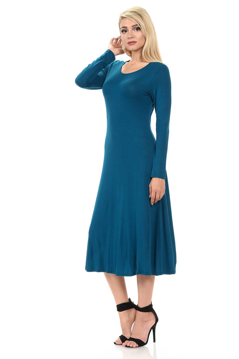 Long Sleeve A-Line Midi Dress