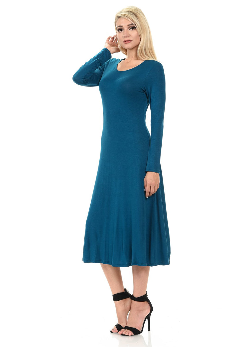 Long Sleeve A-Line Midi Dress