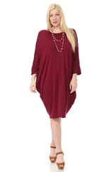 Side Draped Dolman Sleeve Dress Plus Size