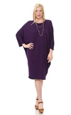 Side Draped Dolman Sleeve Dress Plus Size
