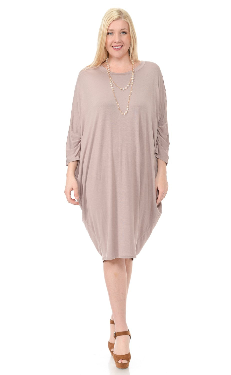 Side Draped Dolman Sleeve Dress Plus Size