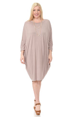 Side Draped Dolman Sleeve Dress Plus Size