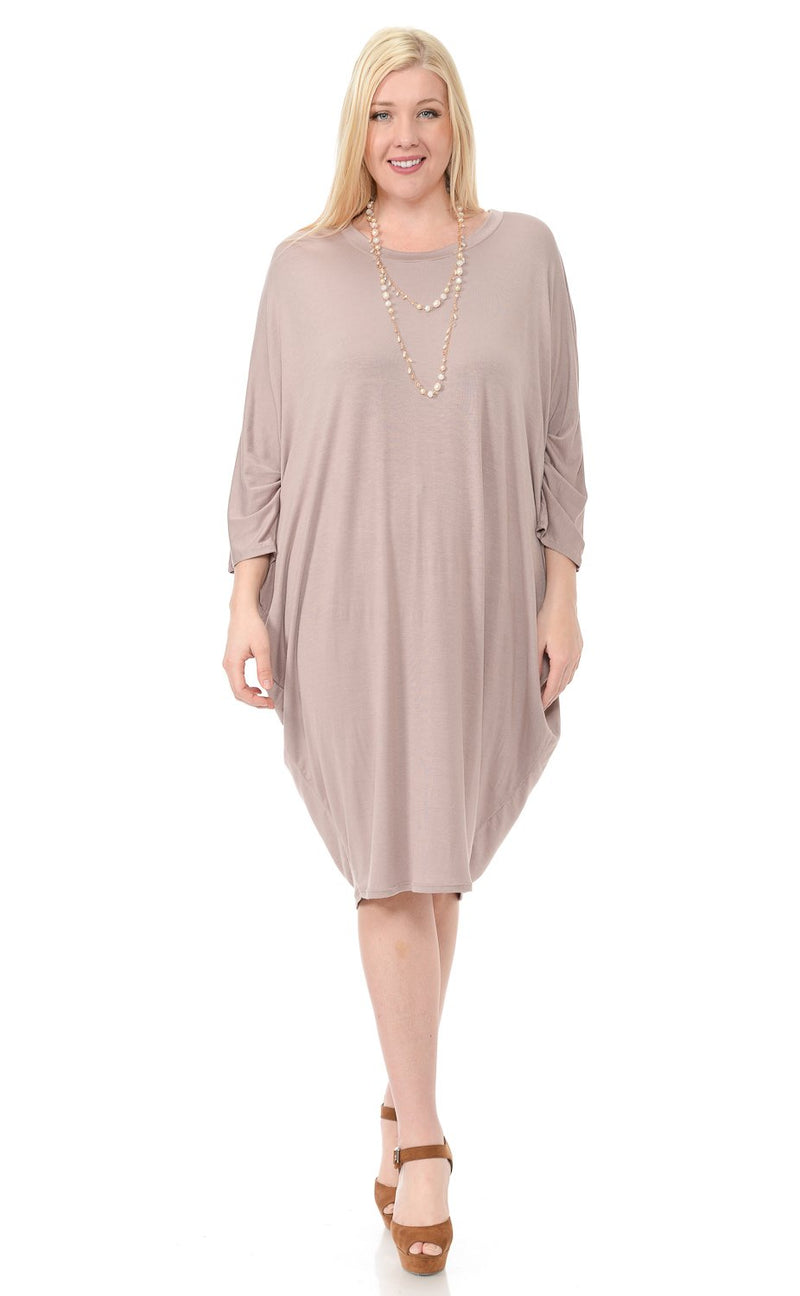 Side Draped Dolman Sleeve Dress Plus Size