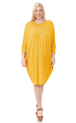 Side Draped Dolman Sleeve Dress Plus Size