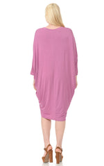 Side Draped Dolman Sleeve Dress Plus Size