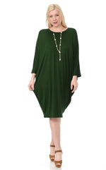 Side Draped Dolman Sleeve Dress Plus Size