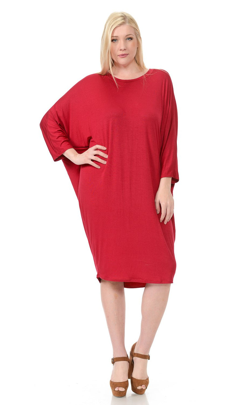 Side Draped Dolman Sleeve Dress Plus Size