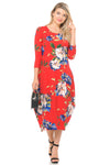 Cocoon Midi Dress With Pocket Floral Print