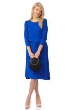 Relaxed Midi Dress with Elastic Waist Solid