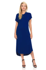 A-Line Short Sleeve Midi Dress