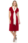 Short Sleeve Pleated Midi Dress with Pockets