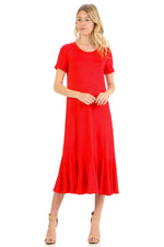 A-Line Ruffle Hemline Midi Dress