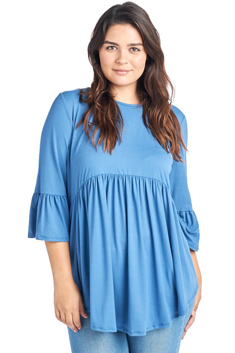 Cropped Bell Sleeve Top Plus Size