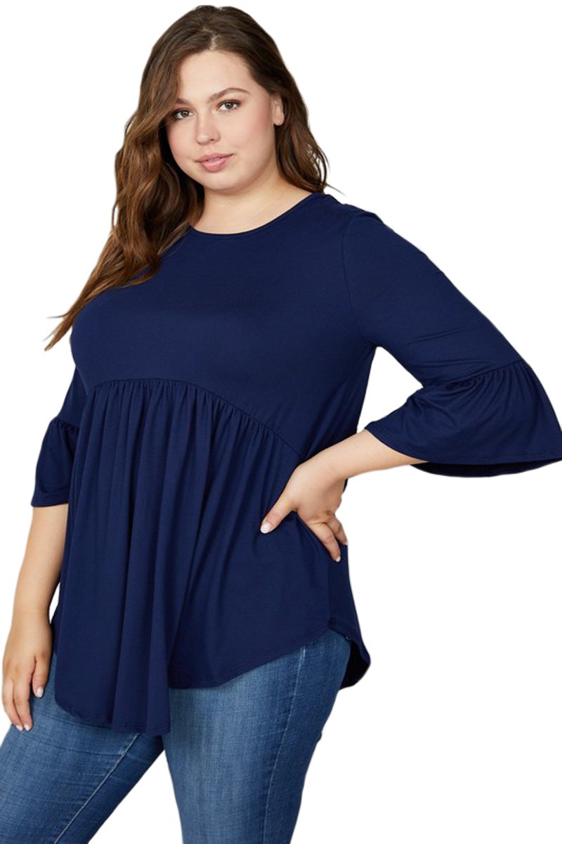 Cropped Bell Sleeve Top Plus Size