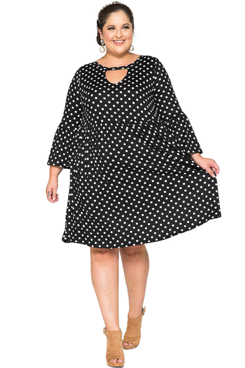 Polka Dot Babydoll Midi Dress Plus Size