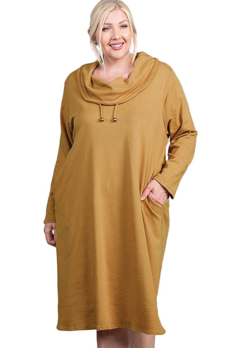 Turtleneck Long Sleeve Dress Plus Size