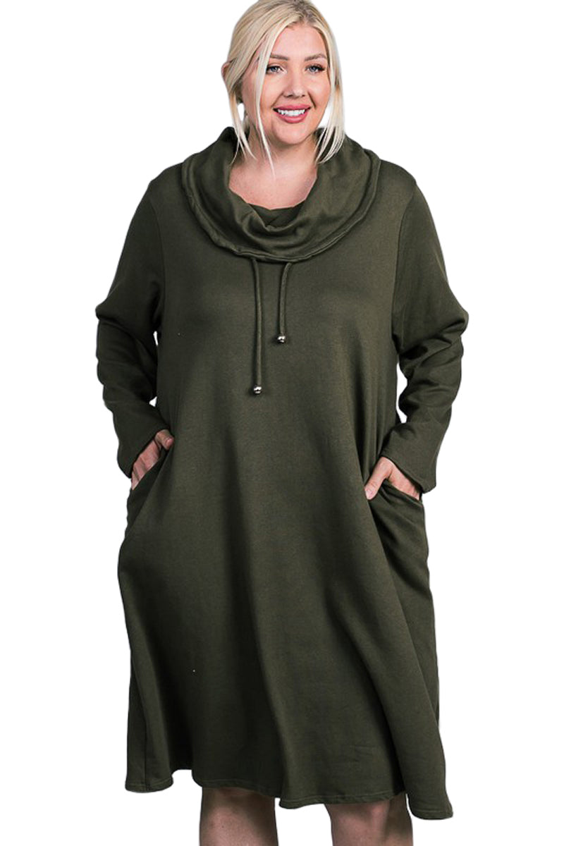 Turtleneck Long Sleeve Dress Plus Size