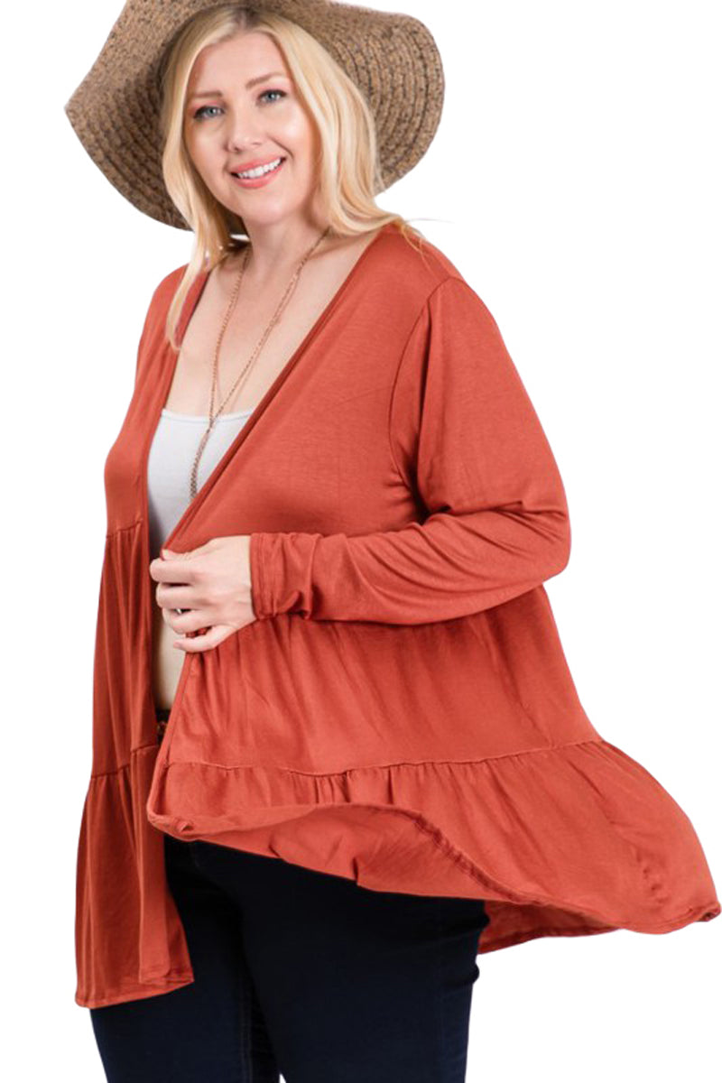 Open Front Tiered Cardigan Plus Size