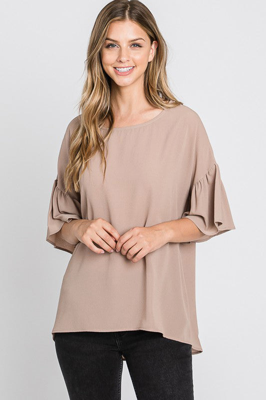 Loose Fit Bell Sleeve Blouse