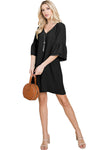 V-Neck Flounce Ruffle Sleeve Dress