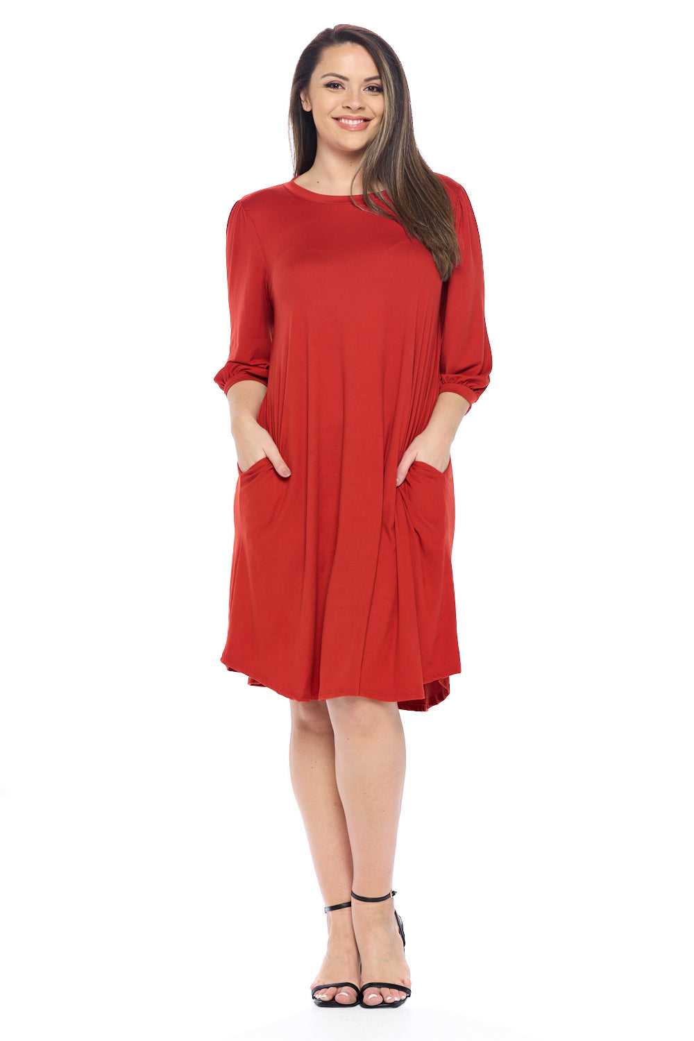 Balloon Sleeve Midi Dress Plus Size