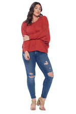 Waffle Dolman Sleeve Top Plus Size