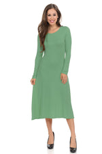 Long Sleeve A-Line Midi Dress