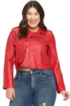 PU Faux Leather Crop Jacket Plus Size