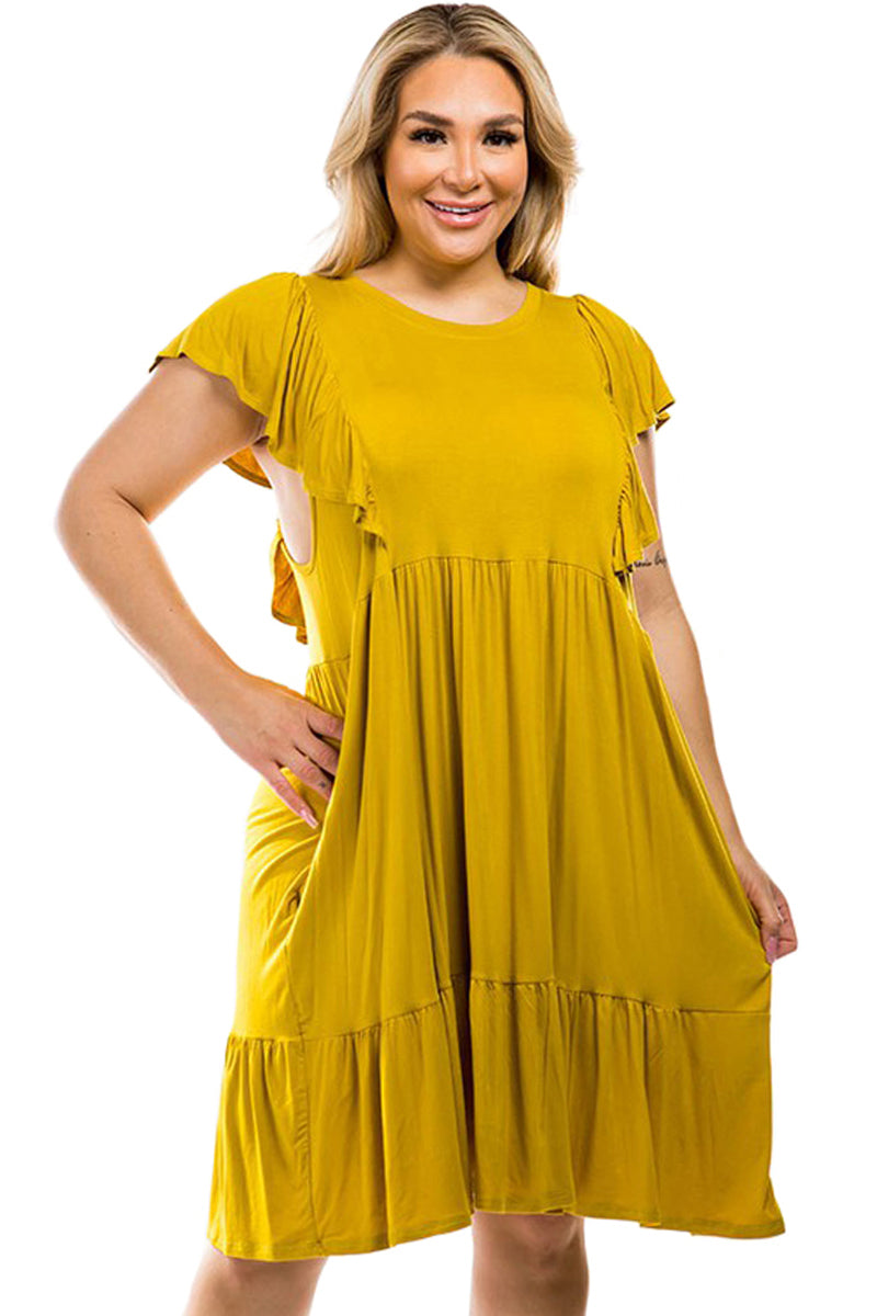 Flutter Sleeve Midi Dress Plus Size