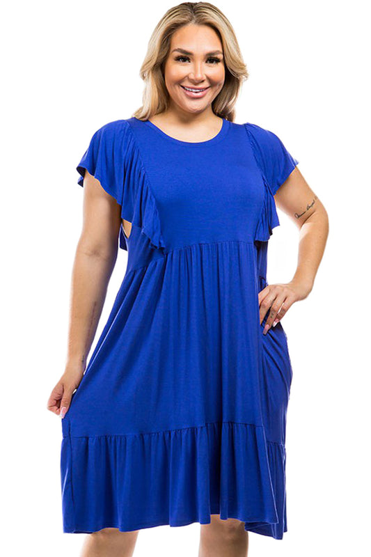 Flutter Sleeve Midi Dress Plus Size