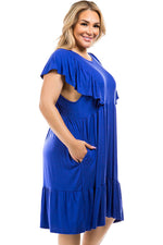 Flutter Sleeve Midi Dress Plus Size
