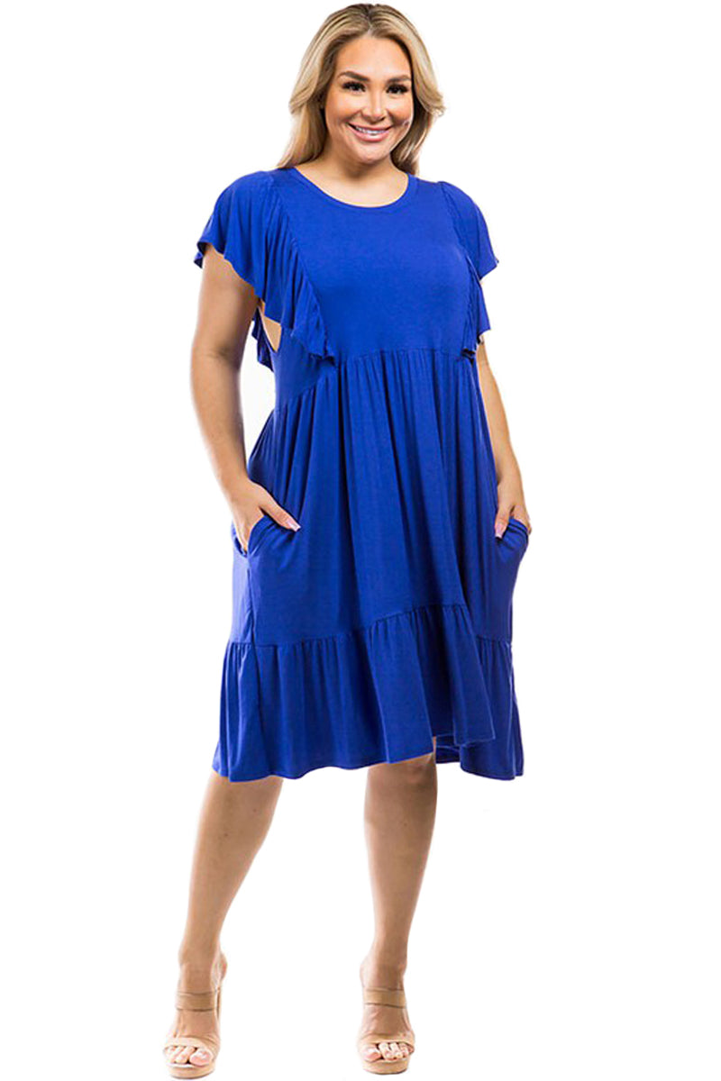 Flutter Sleeve Midi Dress Plus Size