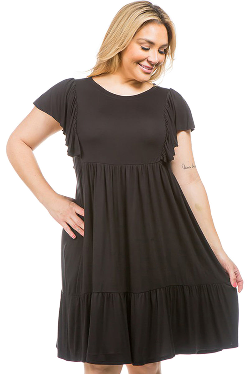 Flutter Sleeve Midi Dress Plus Size