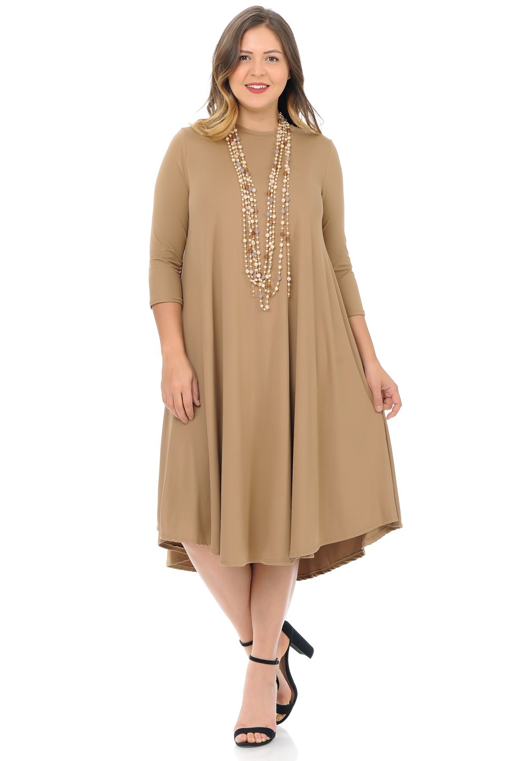 Swing Midi Dress Solid Plus Size