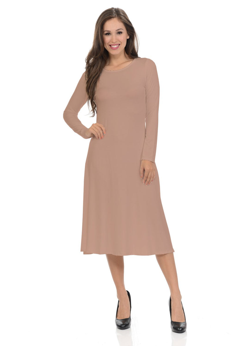 Long Sleeve A-Line Midi Dress